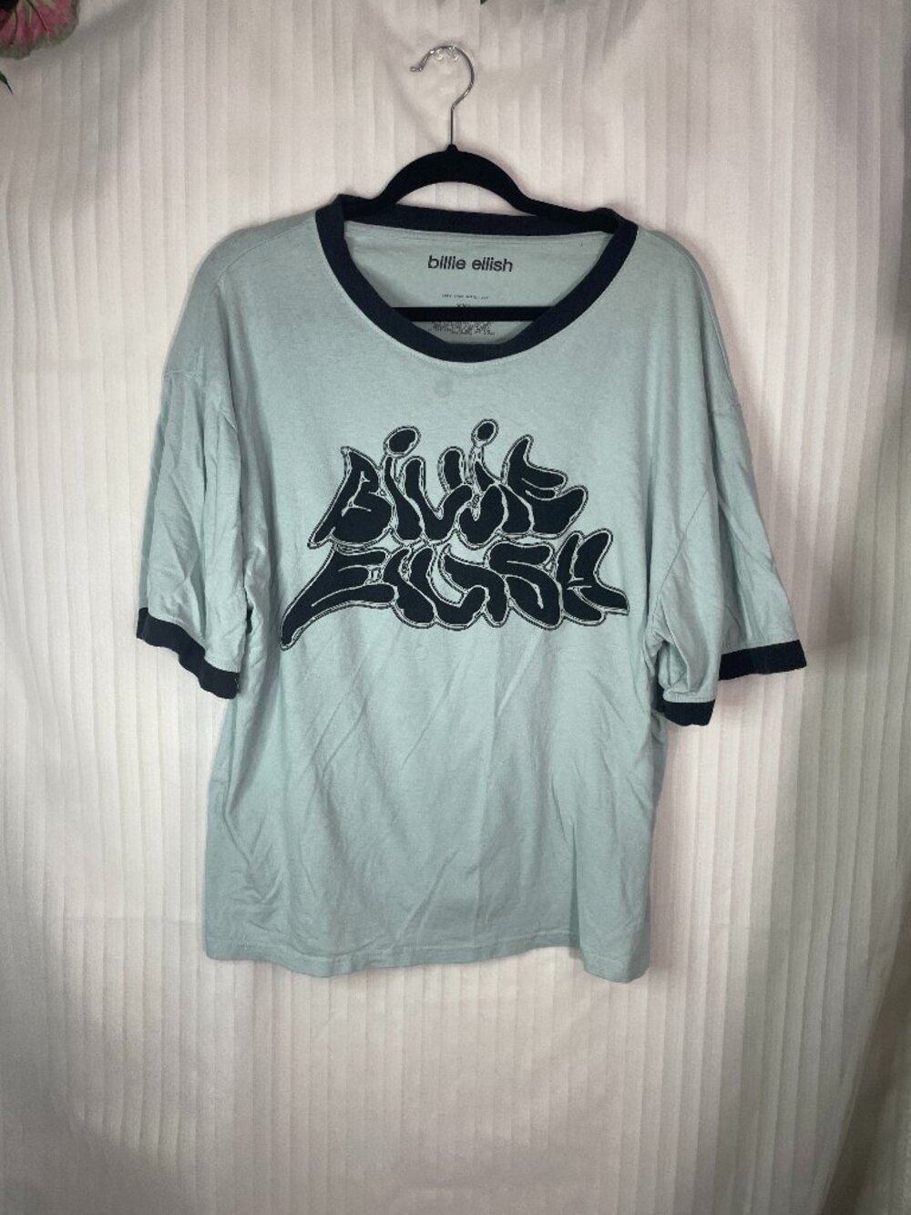 Billie Eilish Hit Me Hard and Soft Ringer T-Shirt Mint Green XXL Band Graphic